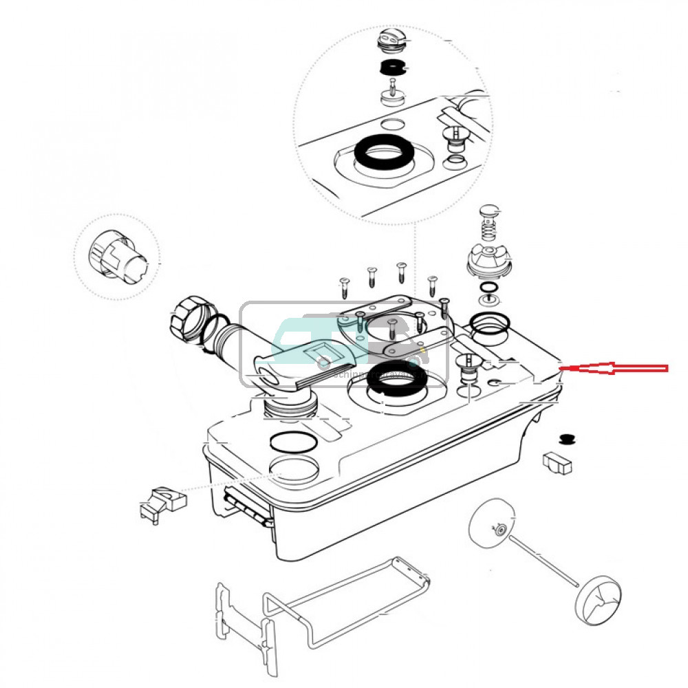 Bovenkant holdingtank rechts compl.