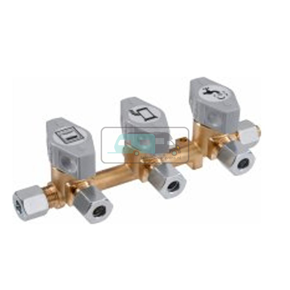 GOK Gasdistributieblok 3-Weg 10-8mm