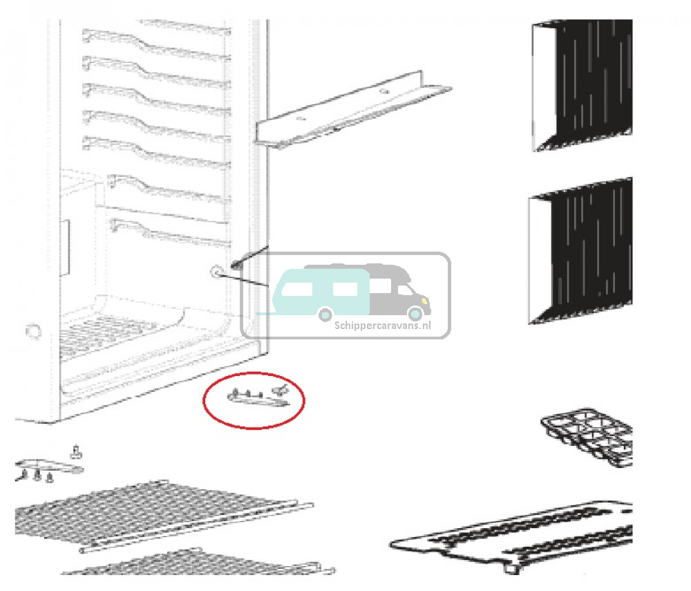 Dometic RGE4000 Scharnier Onderaan Rechts Chroom