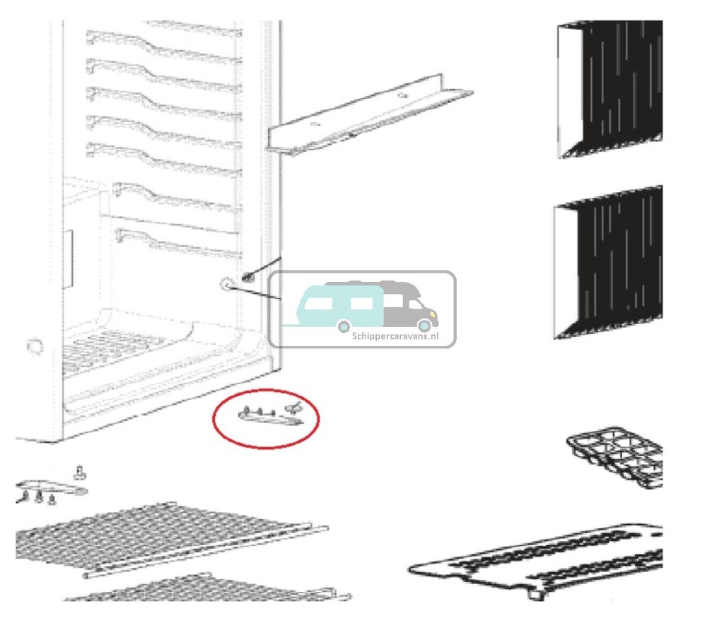 Dometic RGE4000 Scharnier Onderaan Rechts Chroom