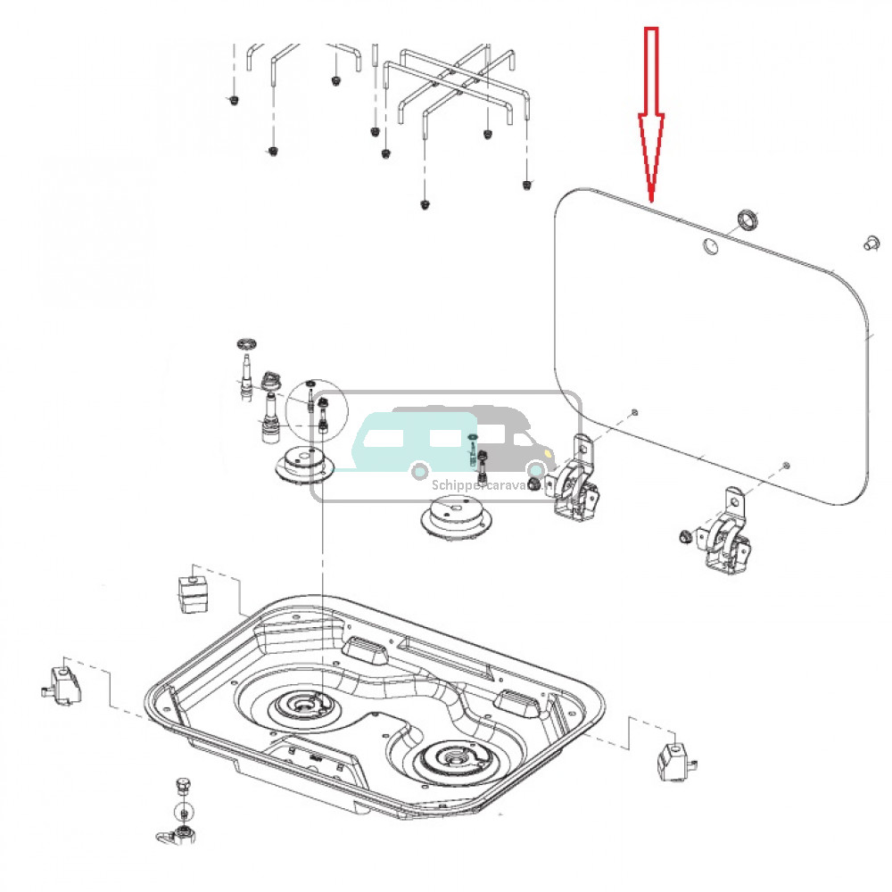 Dometic Smev P18022 Glasdeksel Zwart Kookplaat