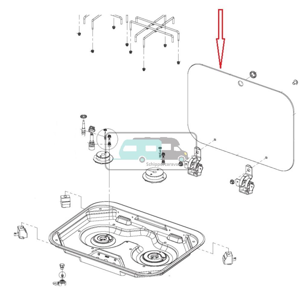 Dometic Smev P18022 Glasdeksel Zwart Kookplaat