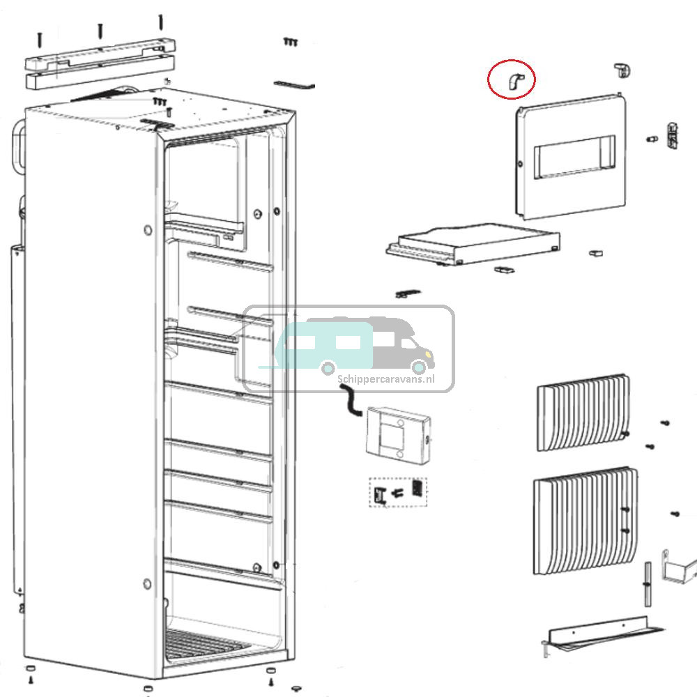 Dometic RML9331 Lagering Boven Links Diepvriescomp