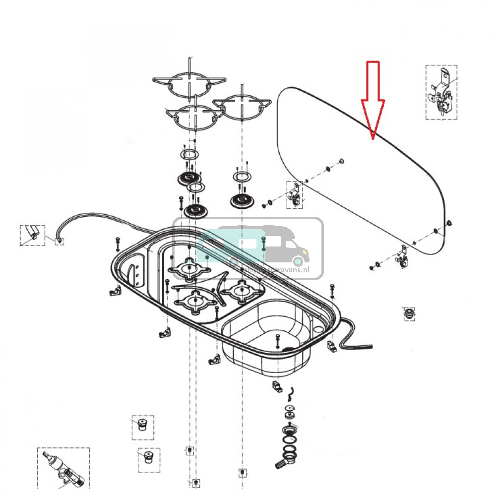 Dometic Glasdeksel, RAL9005  HSG 3436