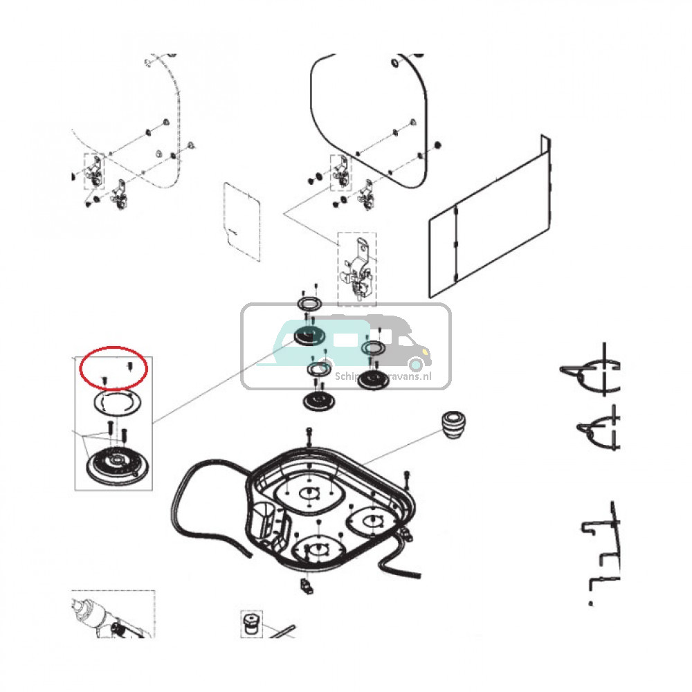 Dometic CE04-DF Schroeven Branderdeksel 6st.