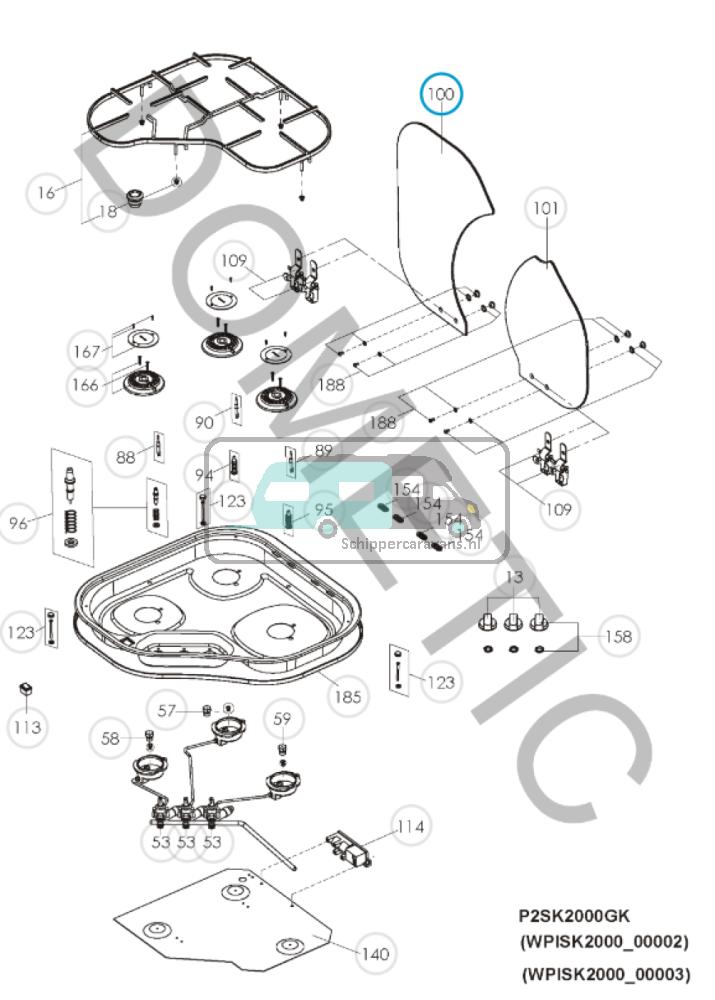 Dometic Glasplaat Rechts EK2000