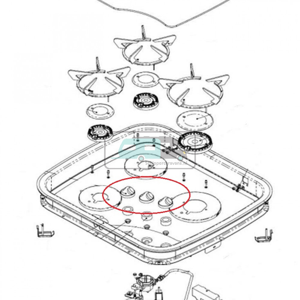 Thetford Hob Triangular Komfoor 0519 Knop