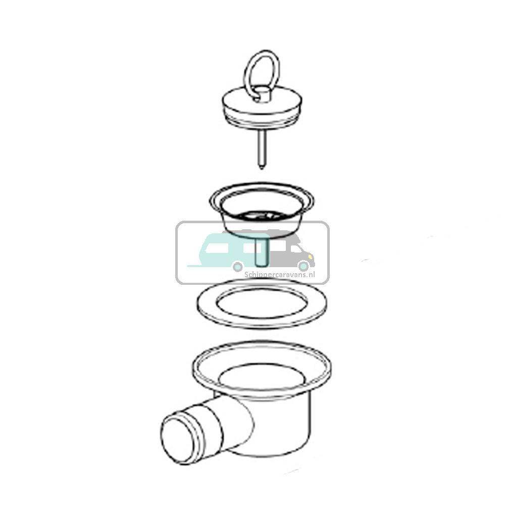 Thetford Hob Afvoerplug Haakse aansluiting 25mm