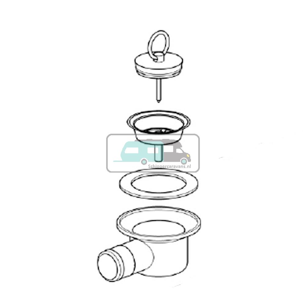 Thetford Hob Afvoerplug Haakse aansluiting 25mm