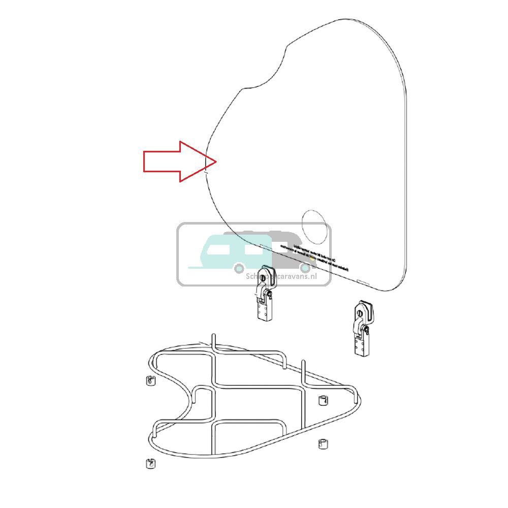 Thetford SHB 330 Glasplaat Rechts