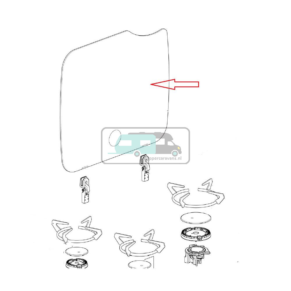 Thetford Topline 160 Serie Glasplaat