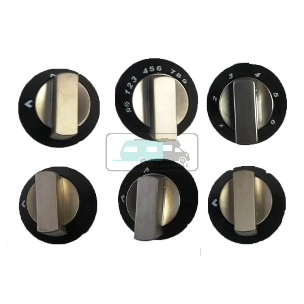 Thetford Knop Zwart/Chroom (6 stuks)