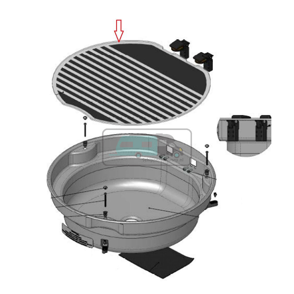 Thetford Spoelbak Glasplaat Rond