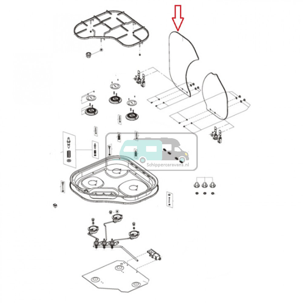 Dometic CE04-DF Glazen Afdekplaat Lnks
