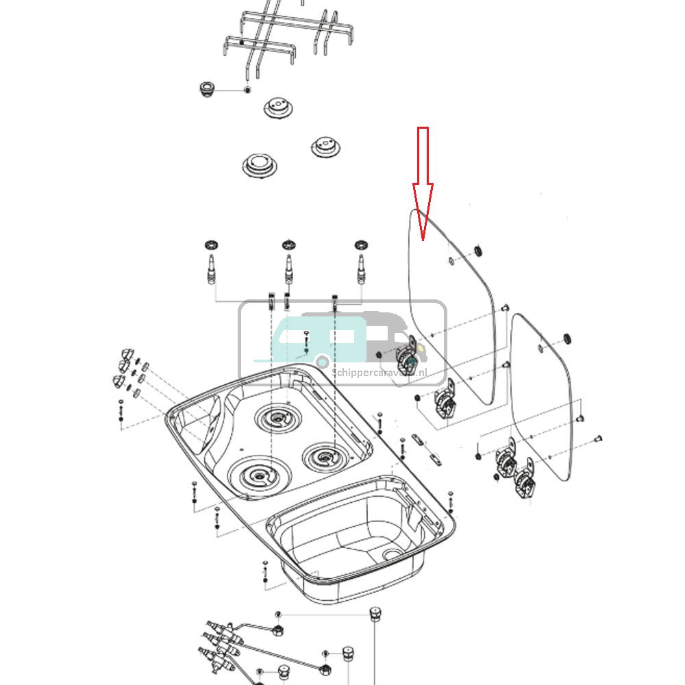 Dometic MO7103 Kookcomfoor Glasplaat Grijs 