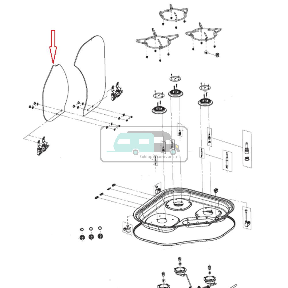 Dometic Pisk 2000 Glasplaat