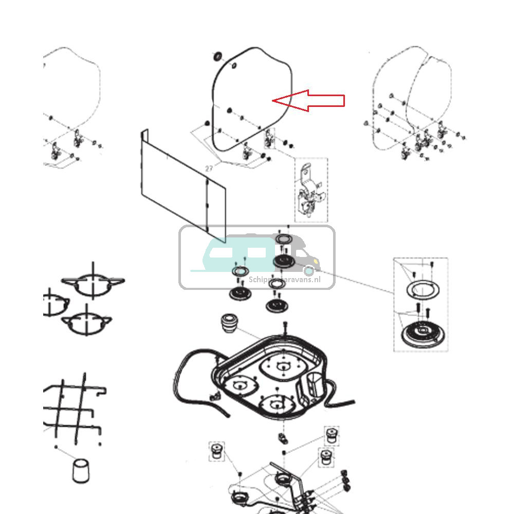 Dometic Kookplaat CE004-DF/L Glasplaat
