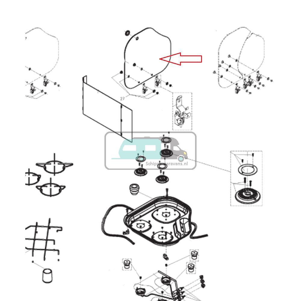 Dometic Kookplaat CE004-DF/L Glasplaat