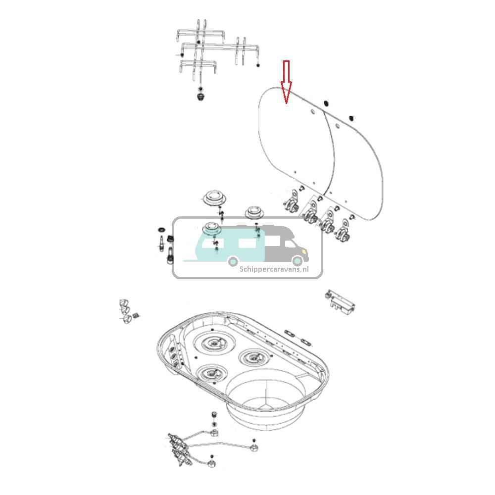Dometic MO8323 Afdekplaat Glas Links