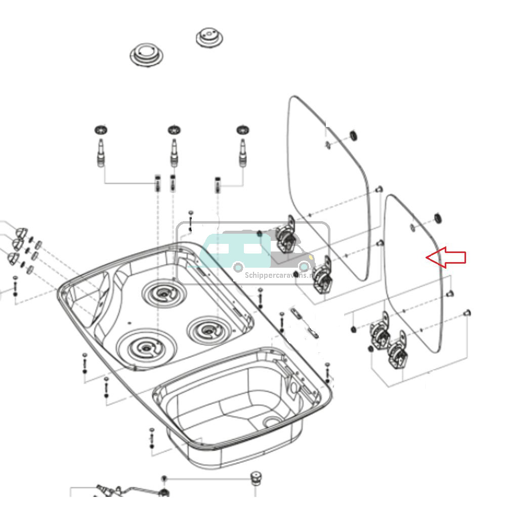 Dometic Glasplaat Spoelbak MO7103