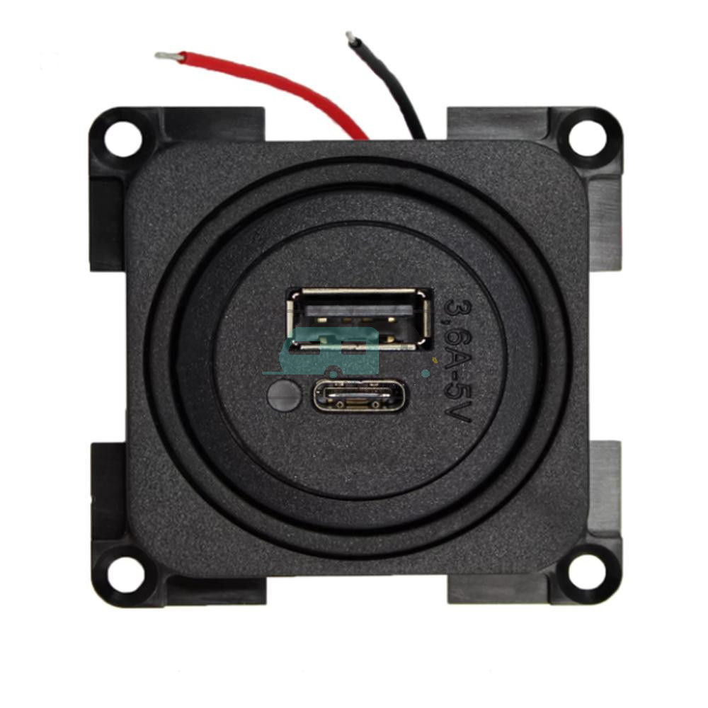 Presto Contactdoos 2x USB A/C Lader 12V Inbouw S-10.000 Zwart