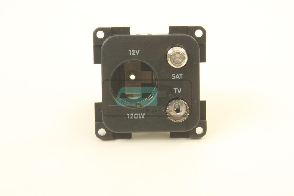 Presto Contactdoos 12V+TV+SAT Inbouw S-20.000 Zwart