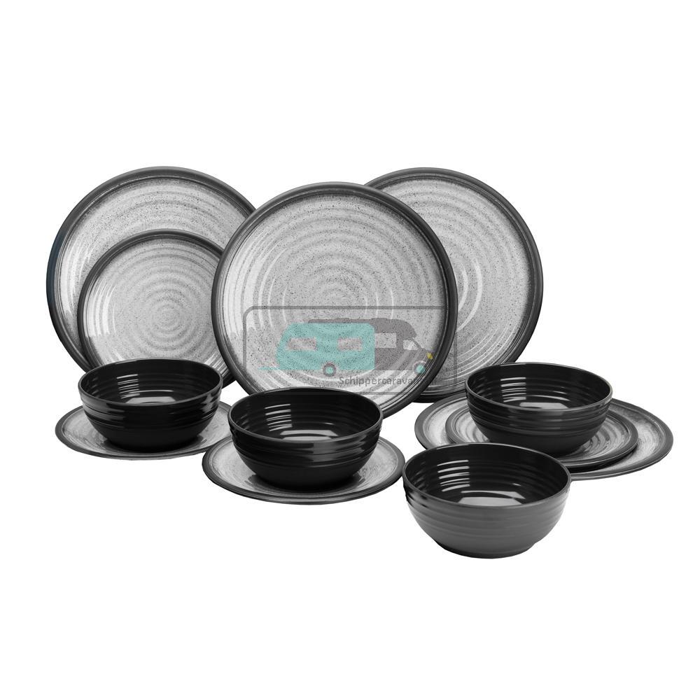 ViaMondo Melamine Servies Graniet 12-delig