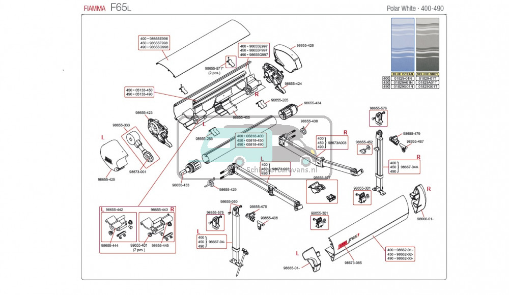 Fiamma rechter eindkap vaste bak F65 L polar white