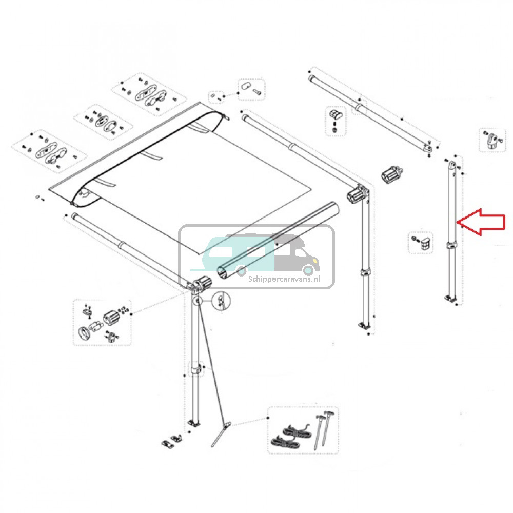 Fiamma Staander CaravanStore XL Rechts 350-550