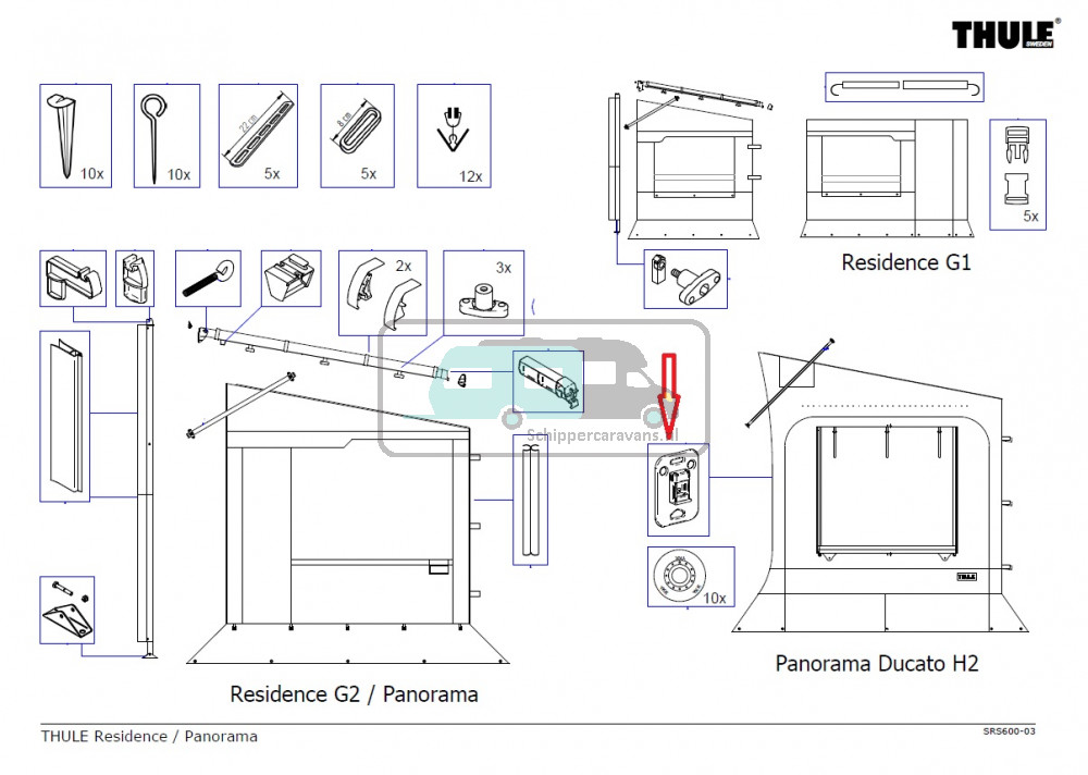 Thule Panorama Ducato H2 Voet Bevestiging 2st.