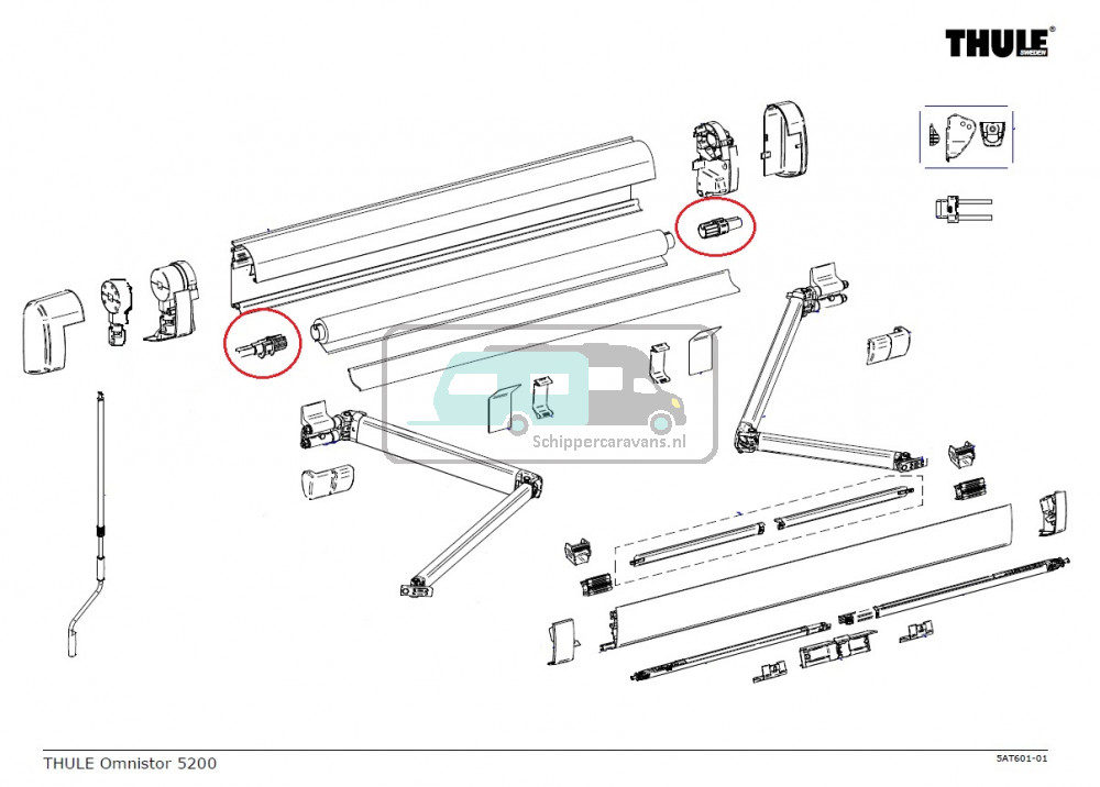 Thule Eindkap Roller Tube LH+RH 4900/5200