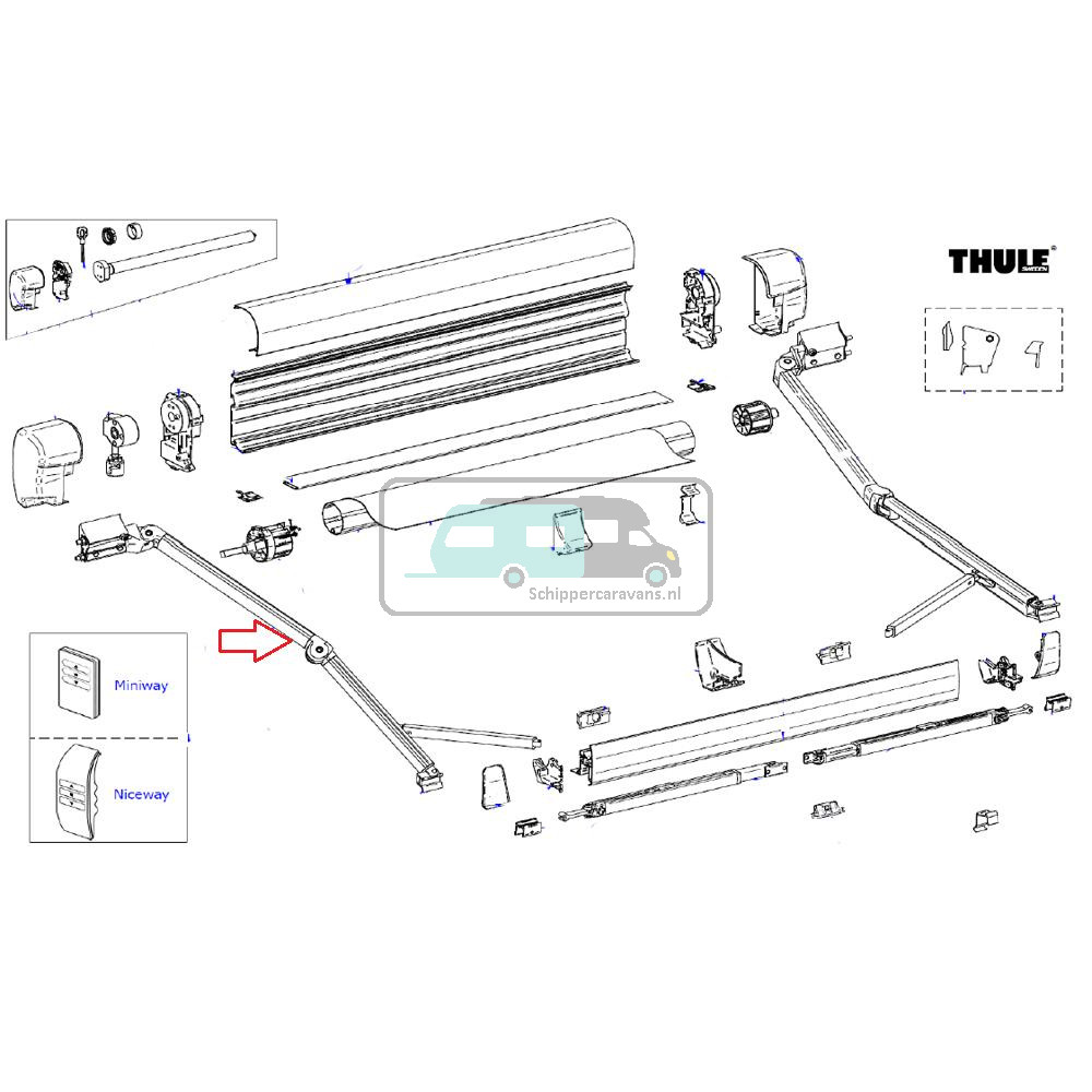 Thule 8000 Knikarm links 3.5m