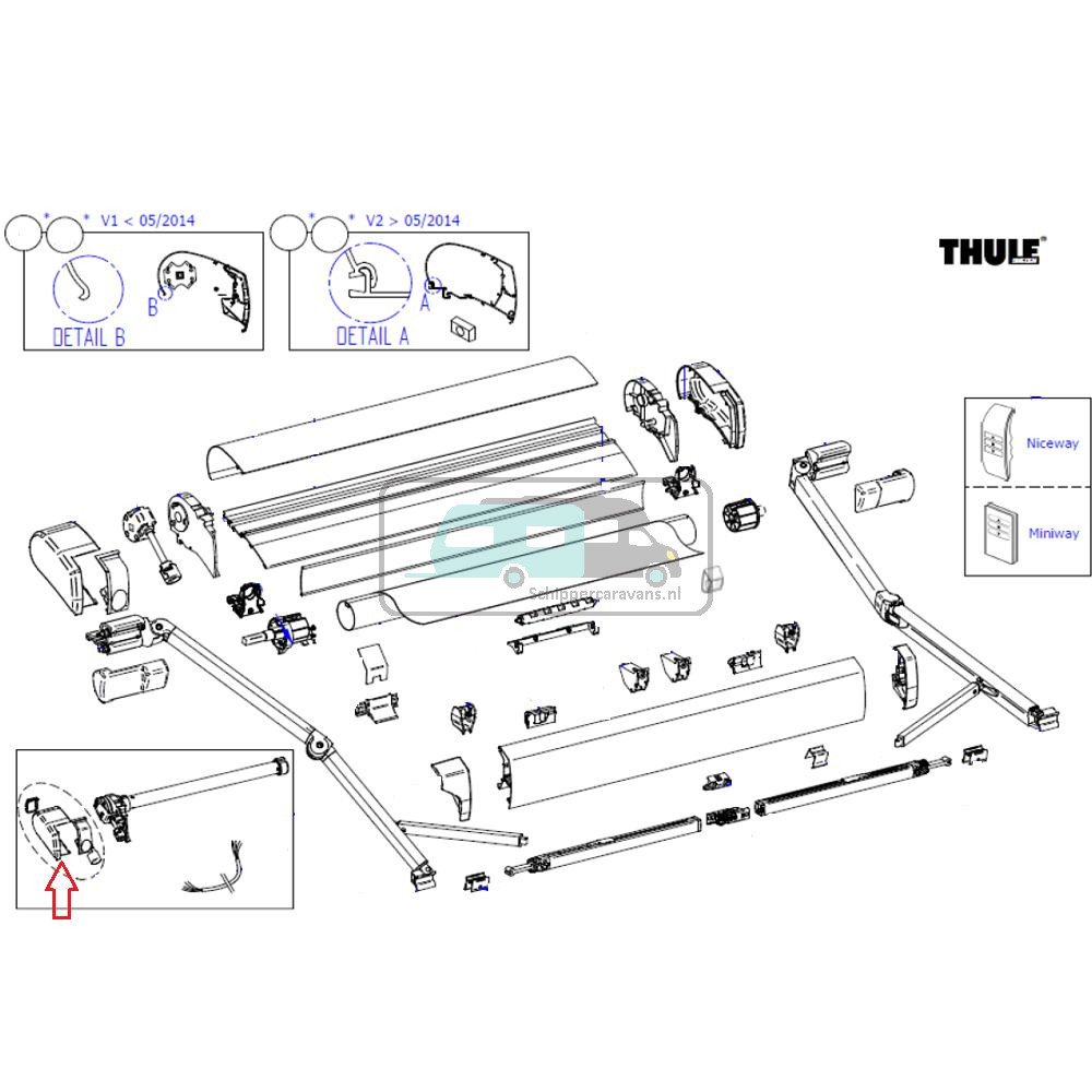Thule 9200 Main Housing 230V LH Eindkap Wit