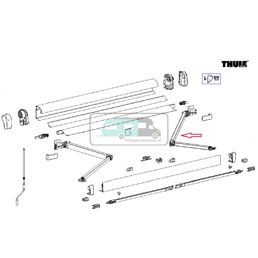 Thule 4900 Scharnierarm rechts 300-350