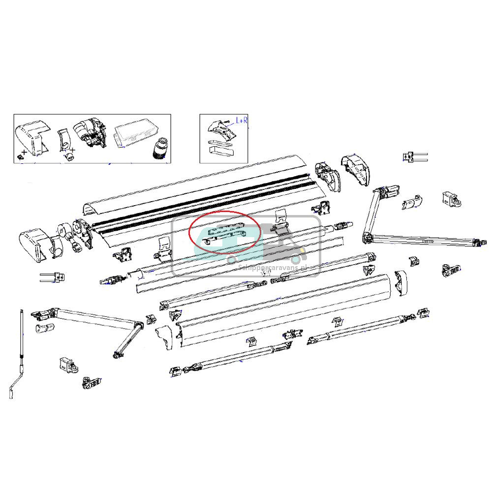 Thule 6300 Center Support Roller Tube 