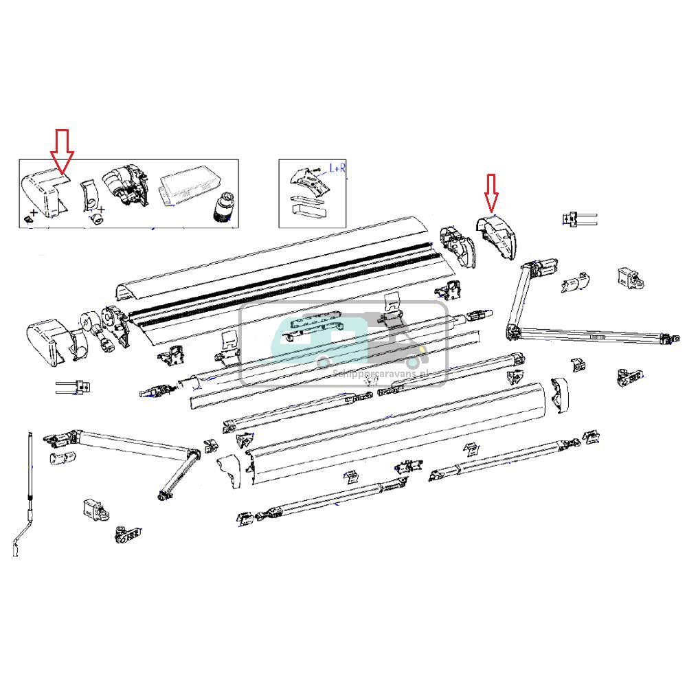 Thule 6300 Eindkap Motor 12V L+R Wit