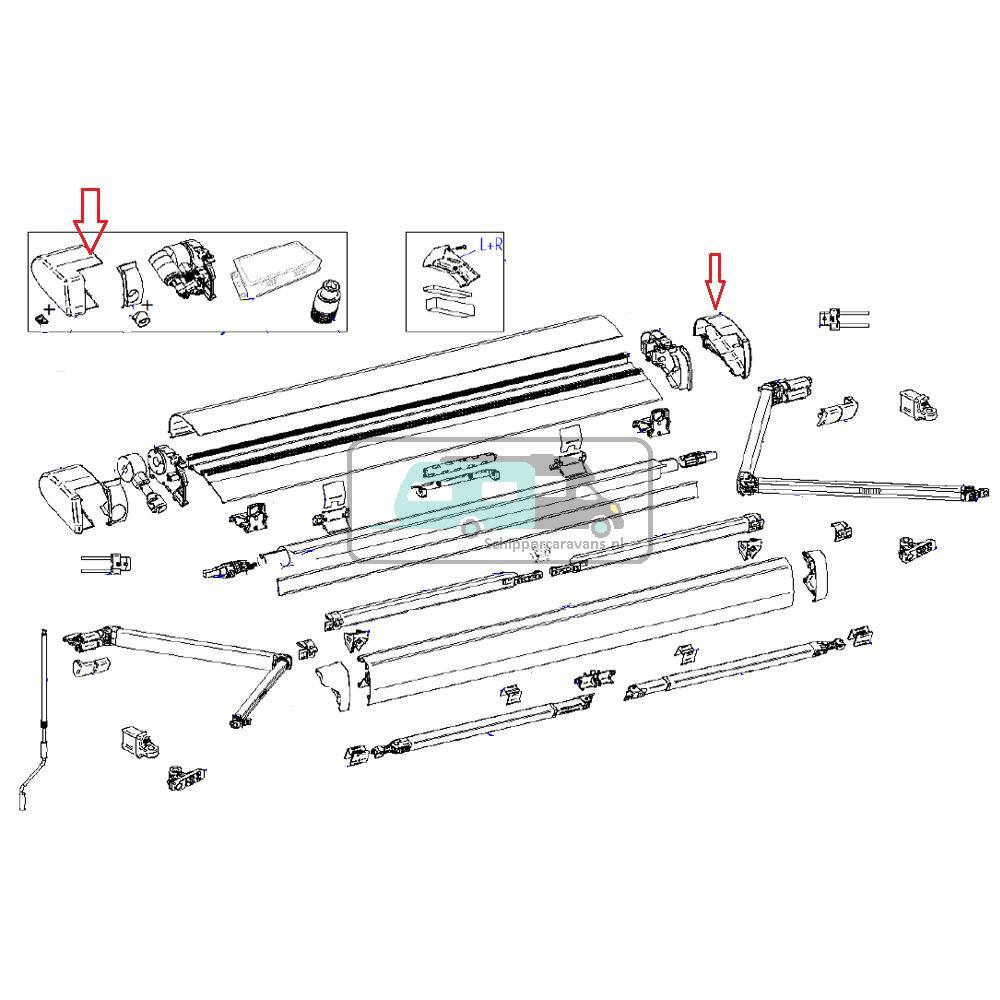 Thule 6300 Eindkap Motor 12V L+R Wit