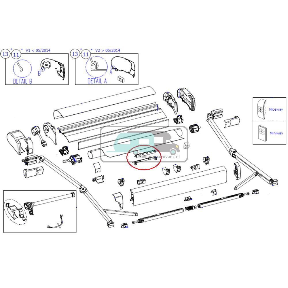 Thule 9200 Center Support Roller Tube