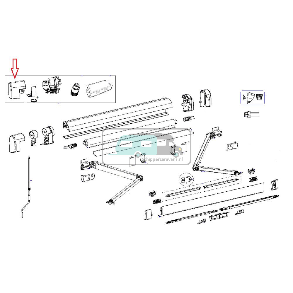 Thule Main Housing 5200 12V Endcap LH + RH Antraciet