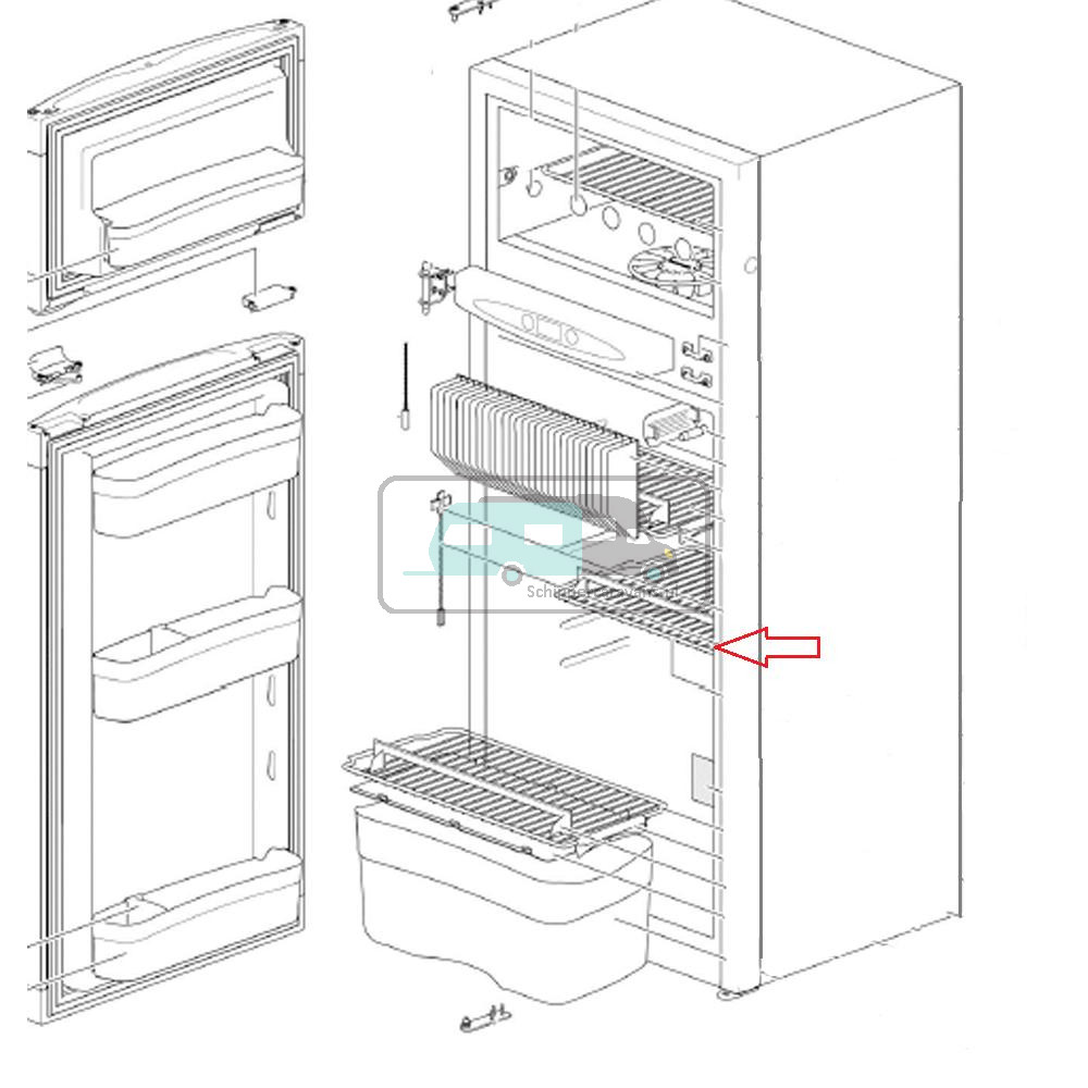 Thetford N175 Koelkast Rooster boven Groentebak