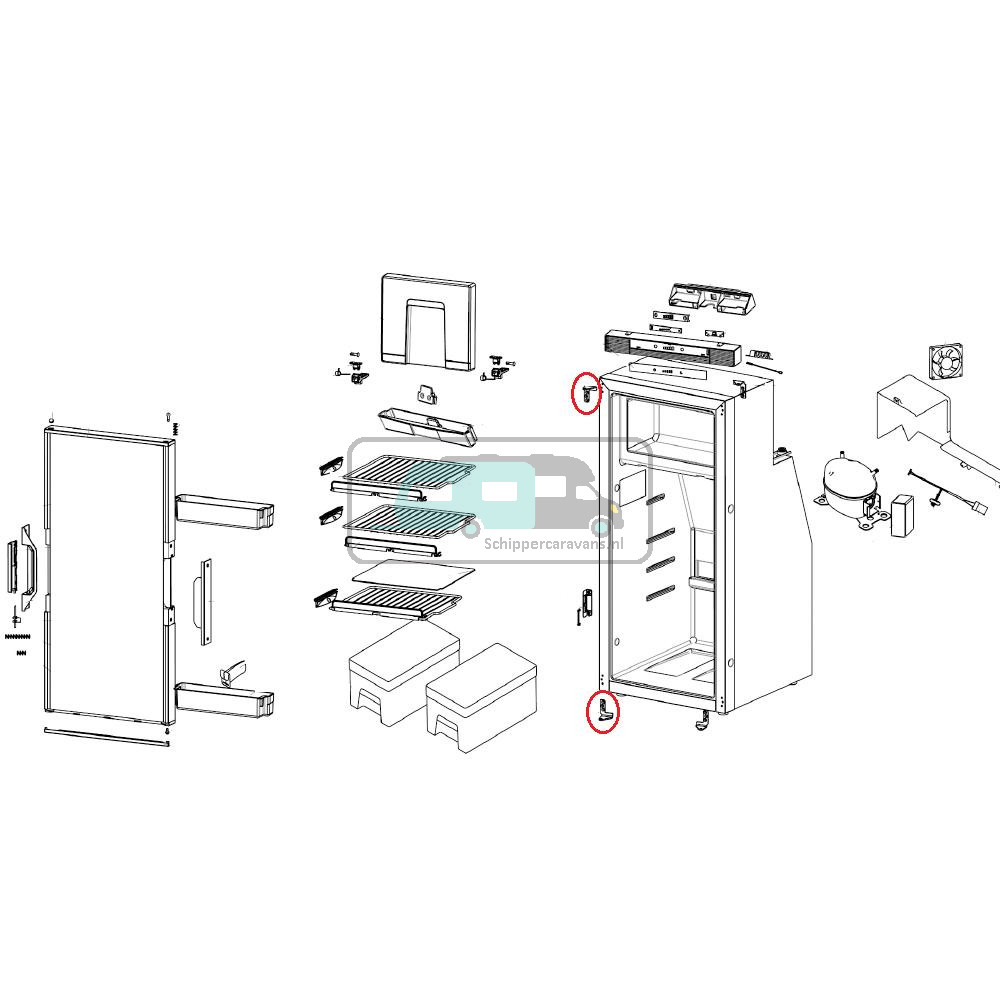 Thetford Scharnierset Links T2090