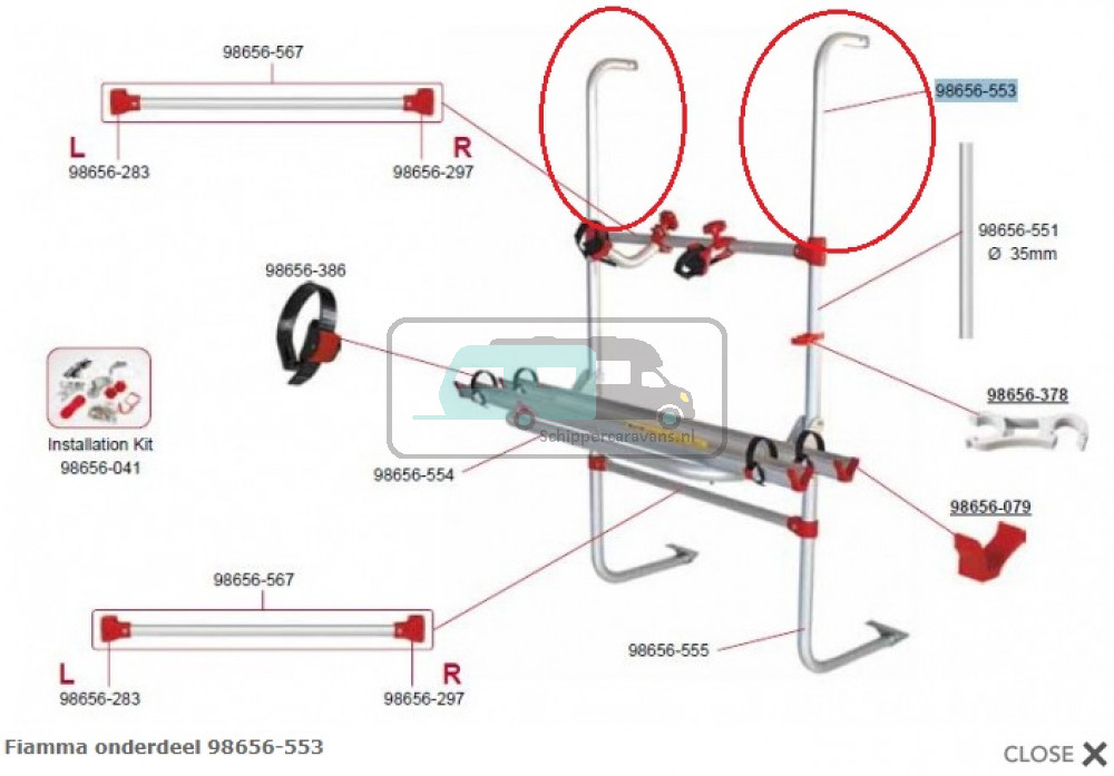 Fiamma Bovenarm fietsenrek universeel 98656-553