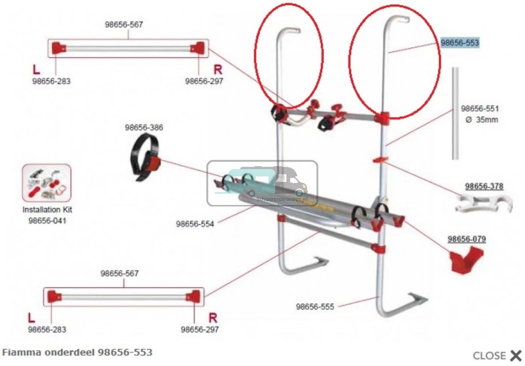 Fiamma Bovenarm fietsenrek universeel 98656-553