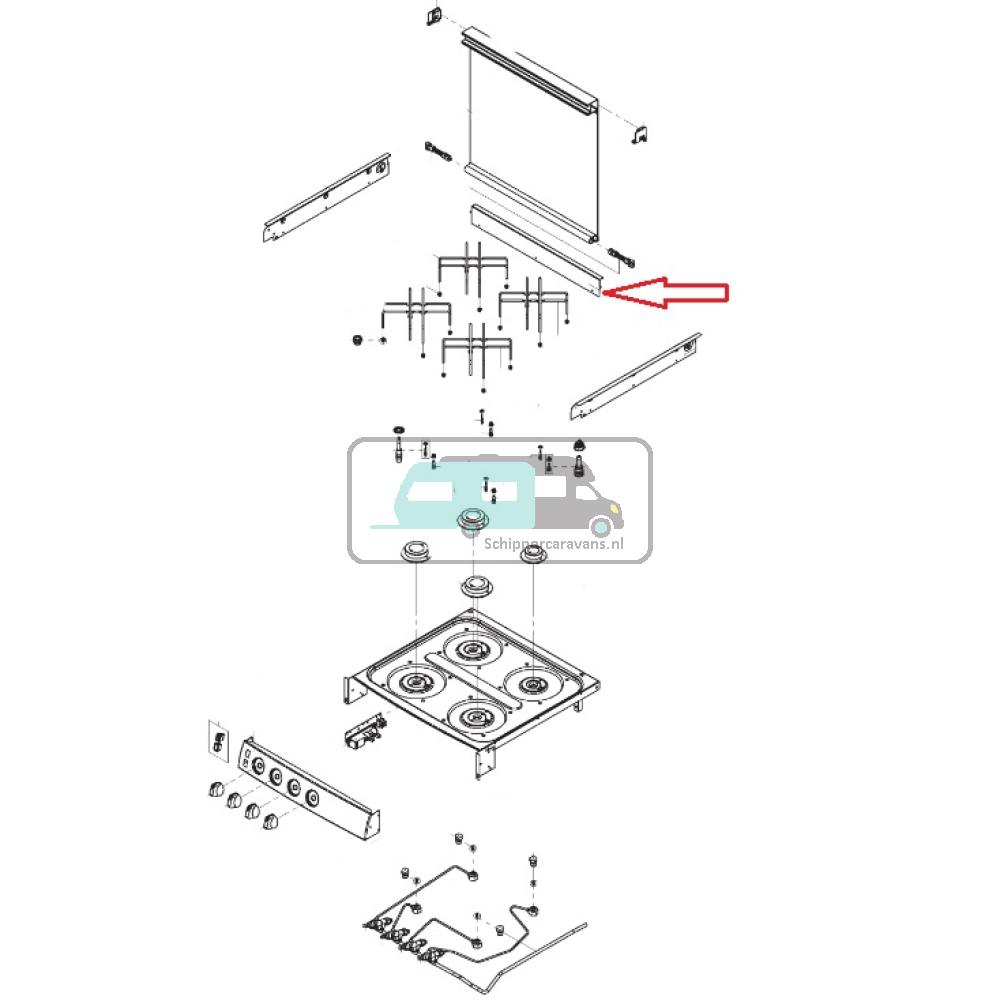 Dometic CU403 Profiellijst, Boven, Achter, Inox