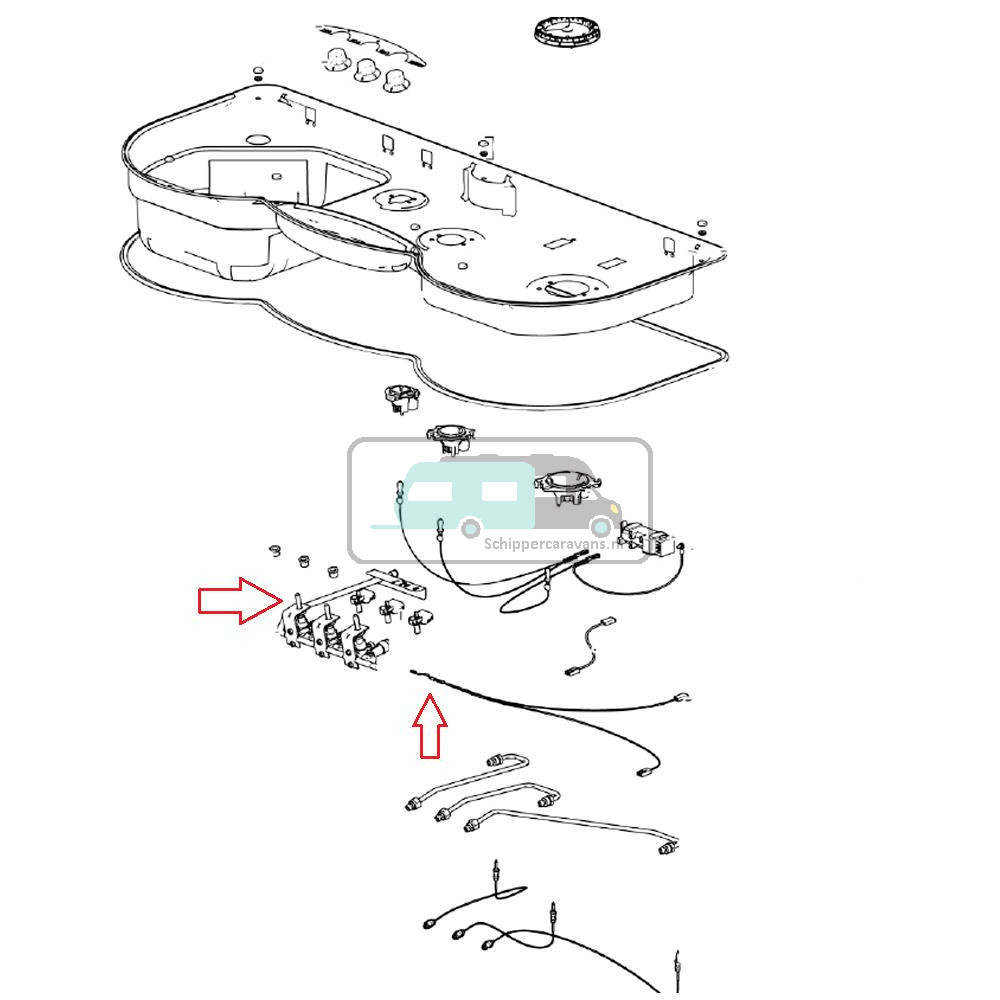 Thetford SHB 353 Spoelbakcombi.  Bedieningspaneel