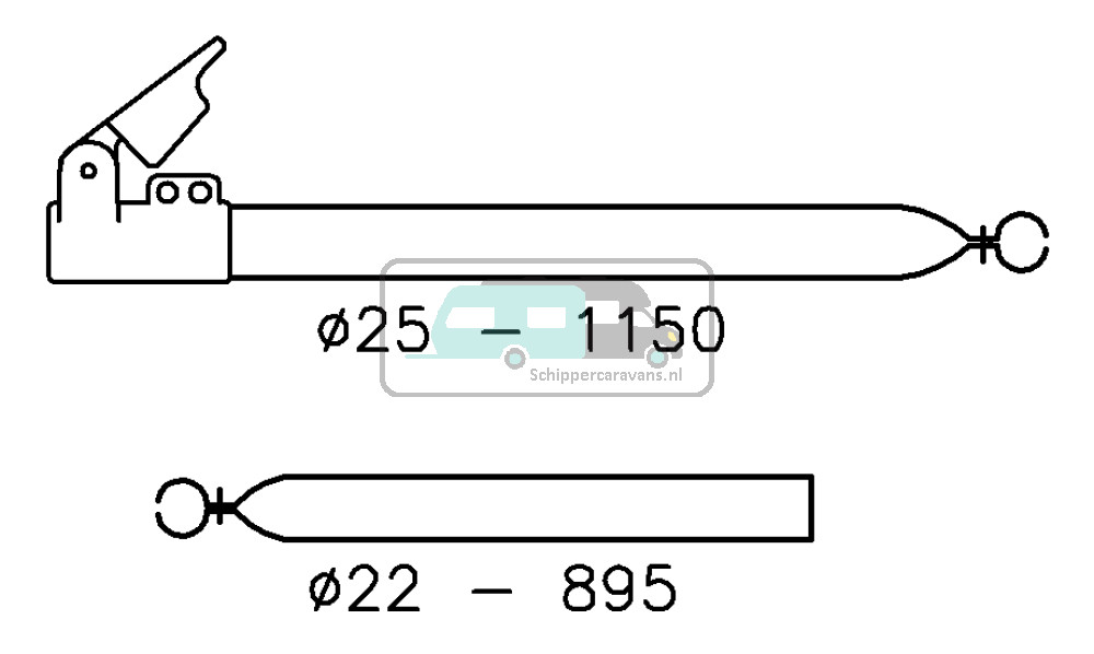Campking Verandastang 25/22mm 120-200cm Aluminium Quickgrip