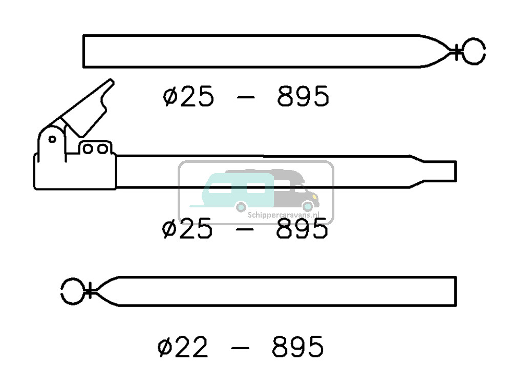 Campking Verandastang 25/22mm 170-260cm Aluminium Quickgrip