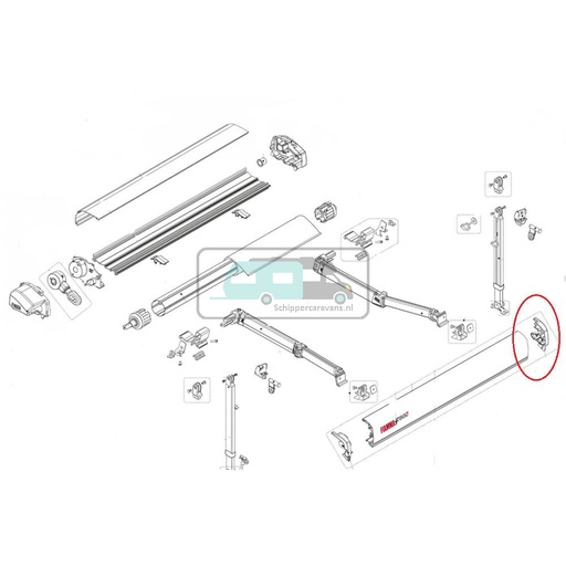 [OCS_2607295] Fiamma F80S Eindkap Lead Rail Rechts Wit