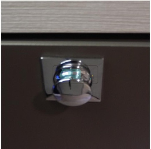 [OCS_A0036992L] Mini Knop+Ring Vierkant Pushlock Glanzend Chroom 2st.