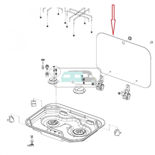 [OCS_1133357] Dometic Smev P18022 Glasdeksel Zwart Kookplaat